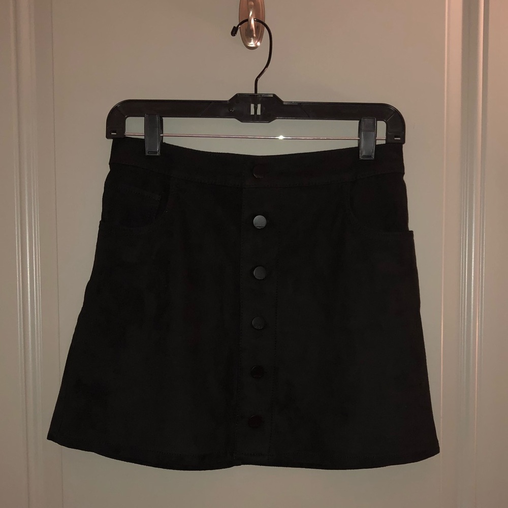 Express Button Up Suede Mini Skirt